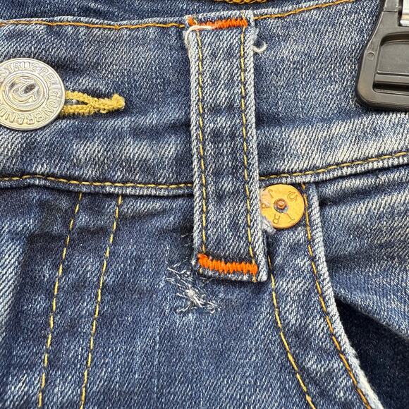 True Religion Jeans Women's 31 (12) Blue Tapered Leg Stained High Rise Fit - Picture 4 of 16